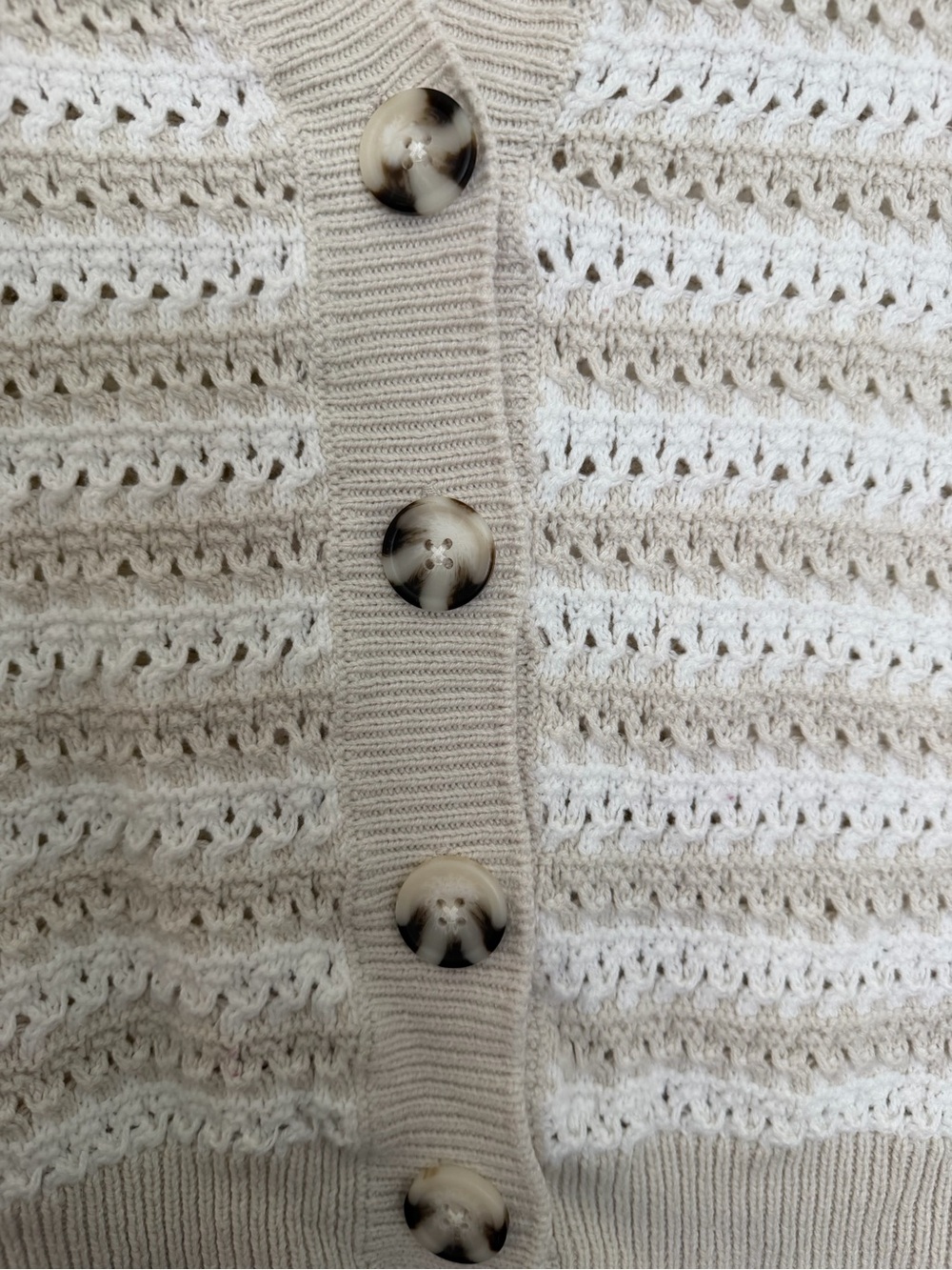 🔥 Universal Thread Neutral Striped Open Knit Cropped Cardigan | L - Picture 3 of 6